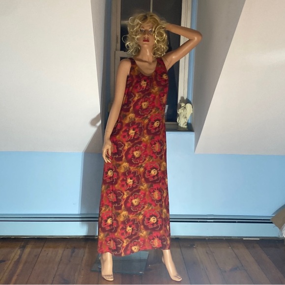 💯 SILK MAXI DRESS by AUGUST SILK. FULLY LINED RED FLORAL  Size 10 - Picture 4 of 13